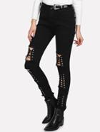 Shein Grommet Lace Up Jeans
