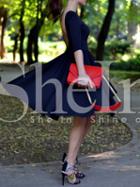 Shein Navy Backless Elbow Sleeve Pleated Dress