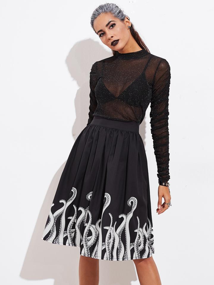 Shein Halloween Octopus Print Skirt