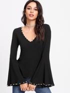 Shein Pearl Beading Trumpet Sleeve Top