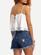 Shein Lace-up Layered Chiffon Cami Top - White