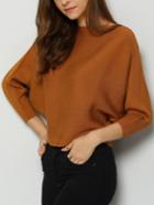 Shein Khaki Batwing Sleeve Crop Knitwear