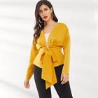 Shein Fold Pleat Back Tied Waist Jersey Coat