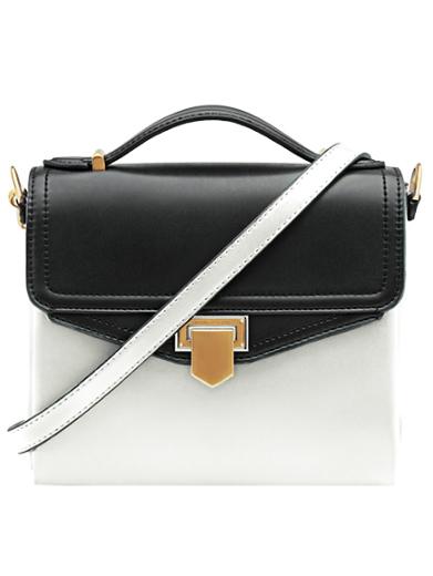 Shein Black White Metal Buckle Pu Shoulder Bag