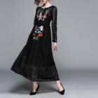 Shein Flower Embroidered Lace Longline Dress