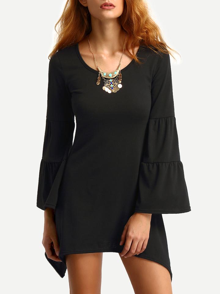 Shein Flare Sleeve Asymmetric Jersey Dress