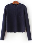 Shein Navy Zipper Detail Convertible Sweater