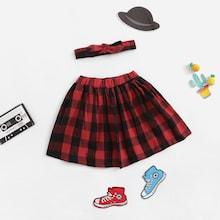 Shein Toddler Girls Plaid Skirt With Headband