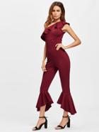 Shein One Shoulder Flounce Detail Jumpsuit