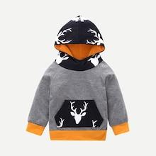 Shein Toddler Boys Elk Print Raglan Sleeve Hoodie