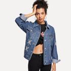 Shein Eyelet Crisscross Detail Denim Jacket