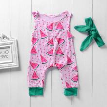 Shein Girls Watermelon Print Romper With Headband