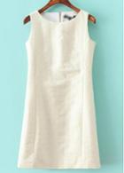 Rosewe Chic Solid White Sleeveless Round Neck Mini Dress