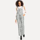 Shein Snake Skin Print Flare Leg Denim Jumpsuit