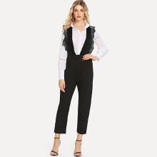 Shein Lace Trim Open Back Jumpsuit
