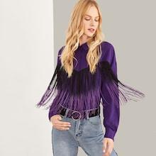 Shein Fringe Detail Collar Neck Top