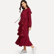 Shein Ruffle Trim Hooded Dress