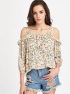 Shein Frill Detail Crisscross Strappy Botanical Top