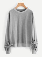 Shein Drop Shoulder Tie Detail Marled Sweatshirt