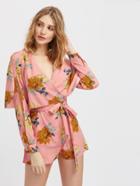 Shein Split Sleeve And Back Wrap Cape Playsuit