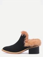 Shein Black Faux Fur Lined Suede Mules