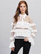 Shein Fluted Sleeve Flounce Lace Top