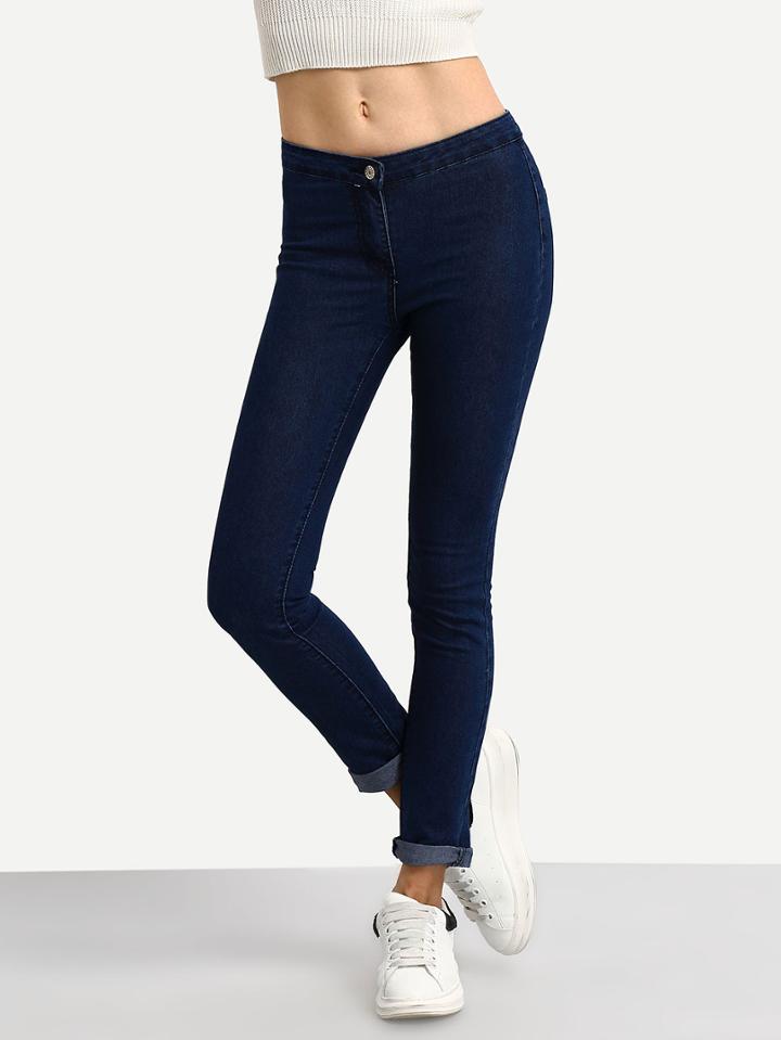 Shein Rolled Hem Skinny Jeans