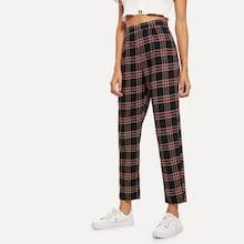 Shein Plaid Zip Side Pants