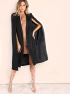 Shein Black Collarless Open Front Cape Coat