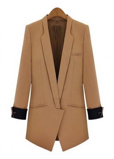 Rosewe Light Tan Turndown Collar Long Sleeve Blazers