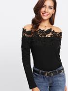 Shein Floral Lace Detail Bardot Top