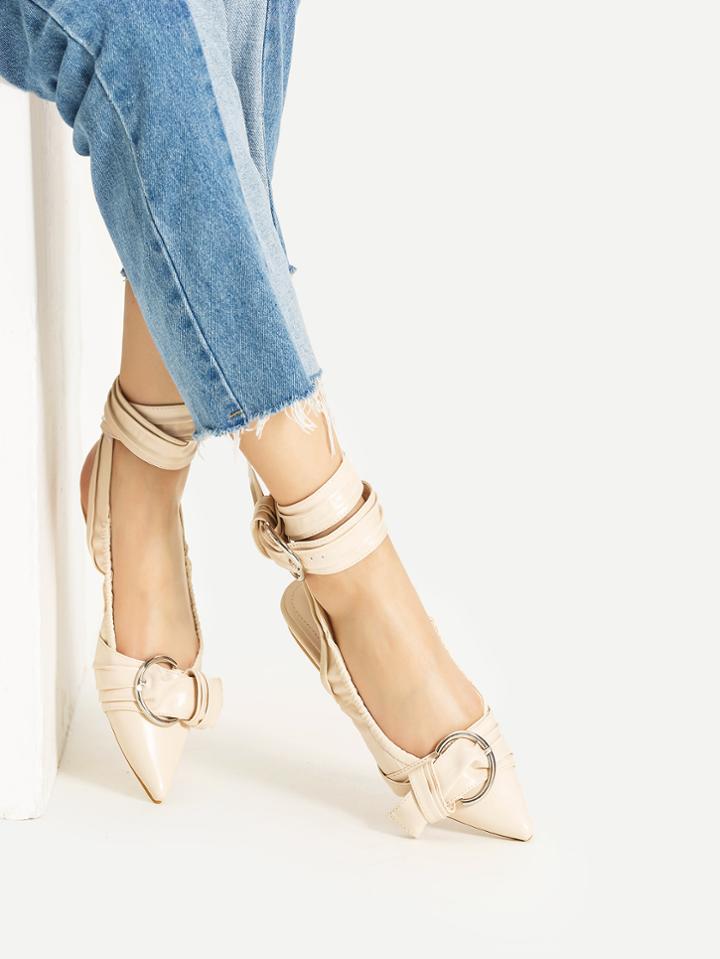 Shein Point Toe Cross Strap Flats