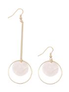 Shein Gold Asymmetric Hoop And Faux Gem Drop Earrings