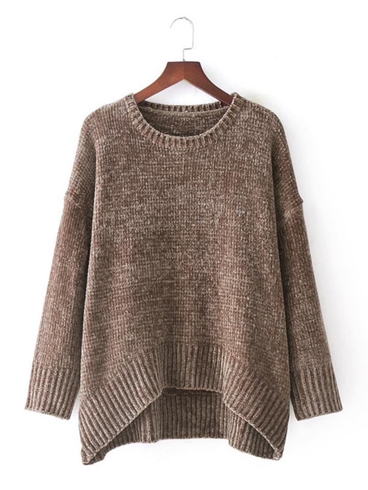 Shein Dip Hem Drop Shoulder Sweater