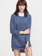 Shein Blue Contrast Collar High Low 2 In 1 T-shirt