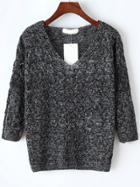 Shein V Neckline Hollow Out Sweater