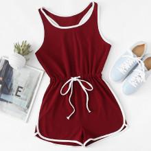 Shein Drawstring Waist Ringer Romper