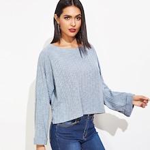 Shein Drop Shoulder Rolled Hem Sweater