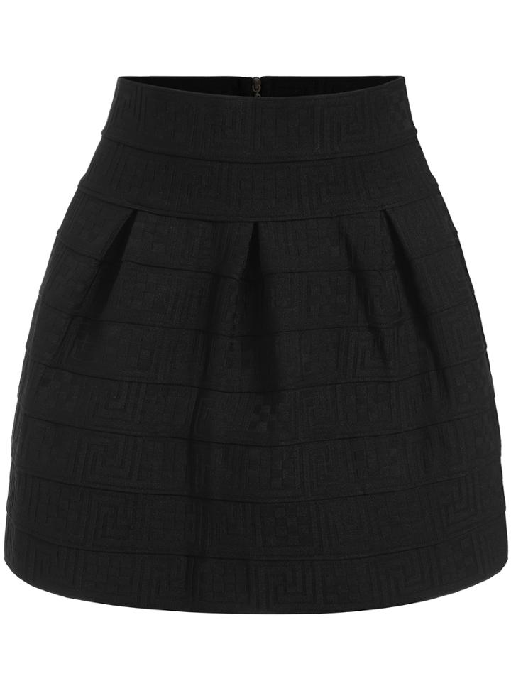 Shein Black Geometric Obscure Flare Skirt