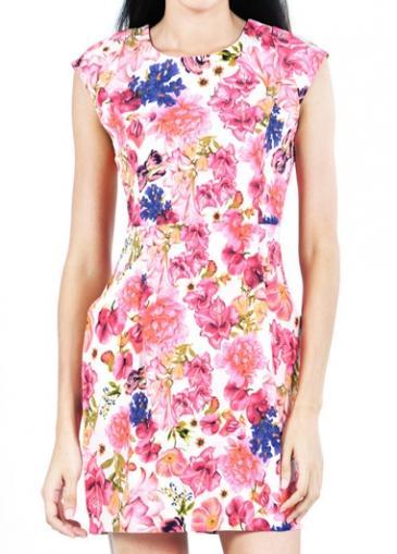 Rosewe Enchanting Print Design Cap Sleeve Bodycon Dress For Woman