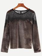 Shein Contrast Embroidered Lace Velvet T-shirt