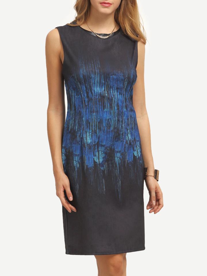 Shein Abstract Print Sleeveless Sheath Dress