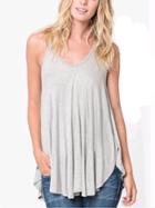 Shein Grey Spaghetti Strap Asymmetrical Pleated Cami Top