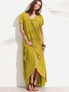 Shein Mustard Double V Neck Frilled Tent Dress