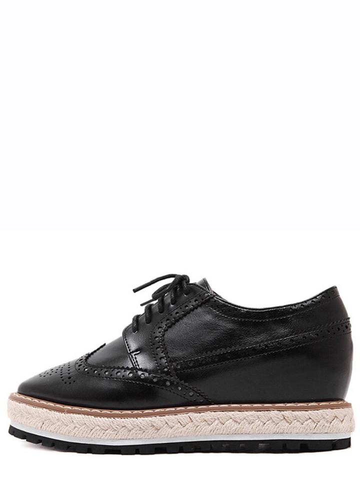 Shein Black Lace Up Pierced Wedges