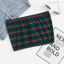 Shein Contrast Striped Crop Tube Top