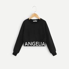 Shein Girls Lettering Hem Pullover