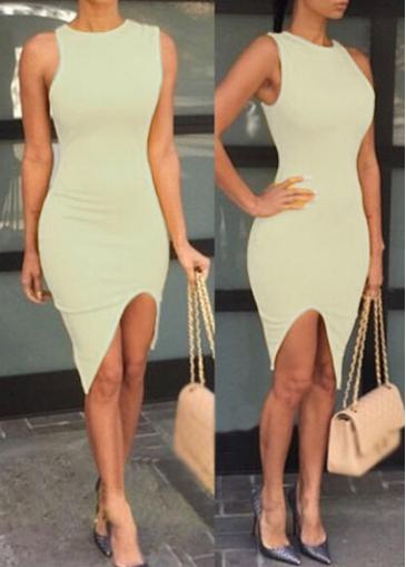 Rosewe Round Neck Asymmetric Sleeveless Bodycon Dress