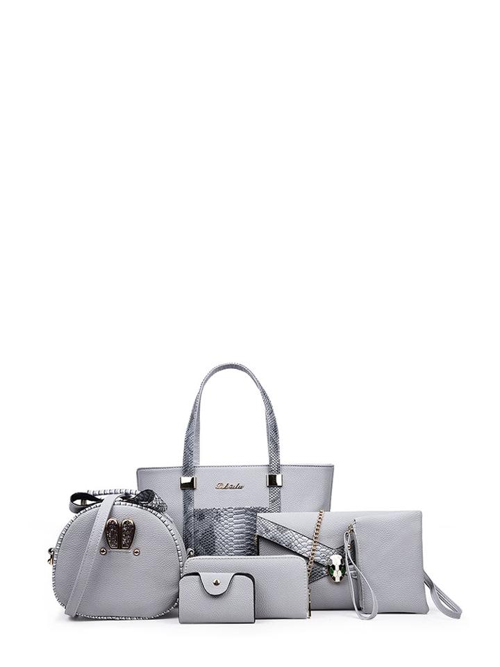 Shein Snakeskin Detail Pu Bag Set 5pcs