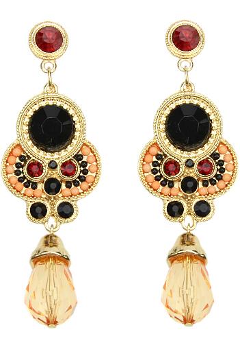 Shein Orange Gemstone Gold Vintage Earrings